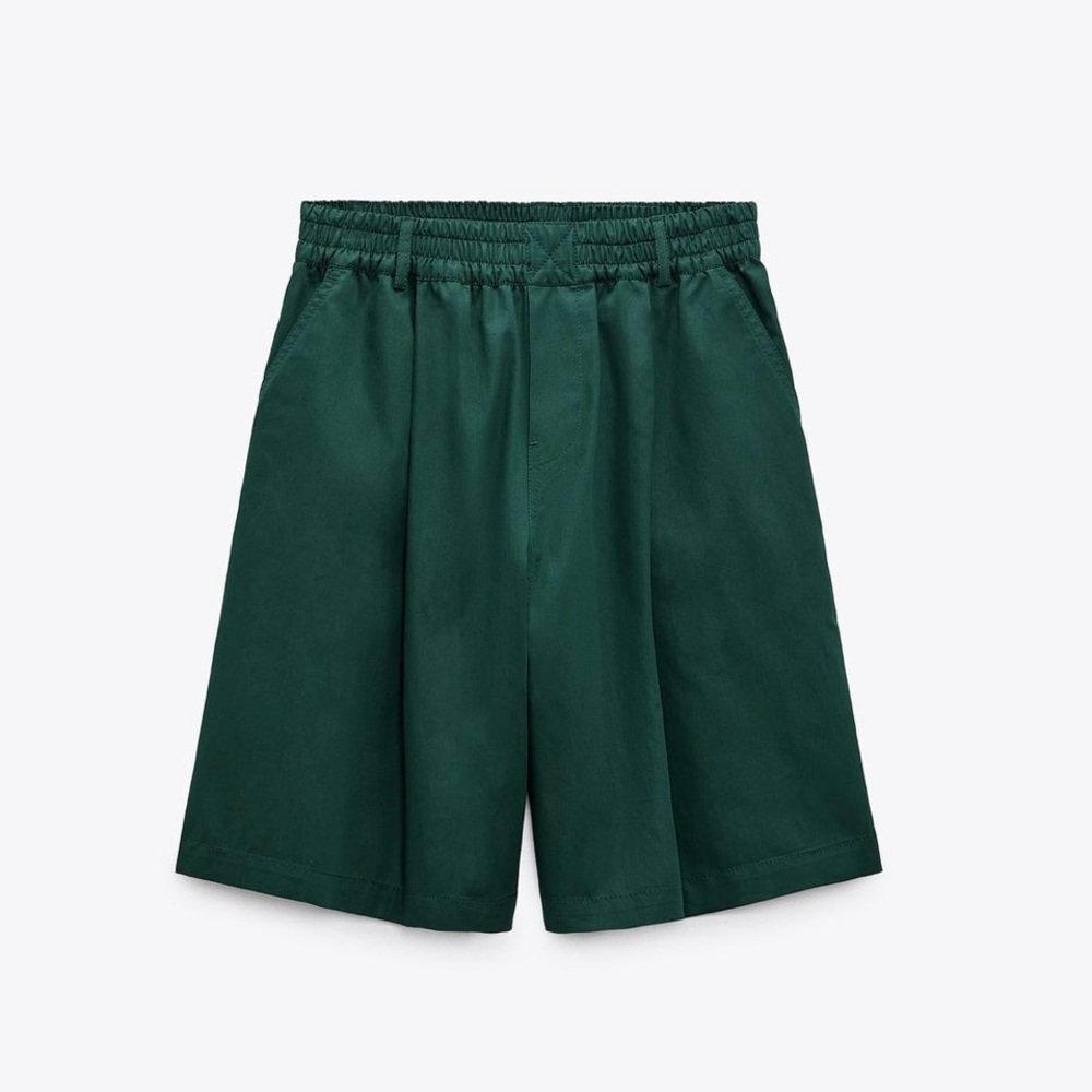 Zara Dark Green Poplin Culottes